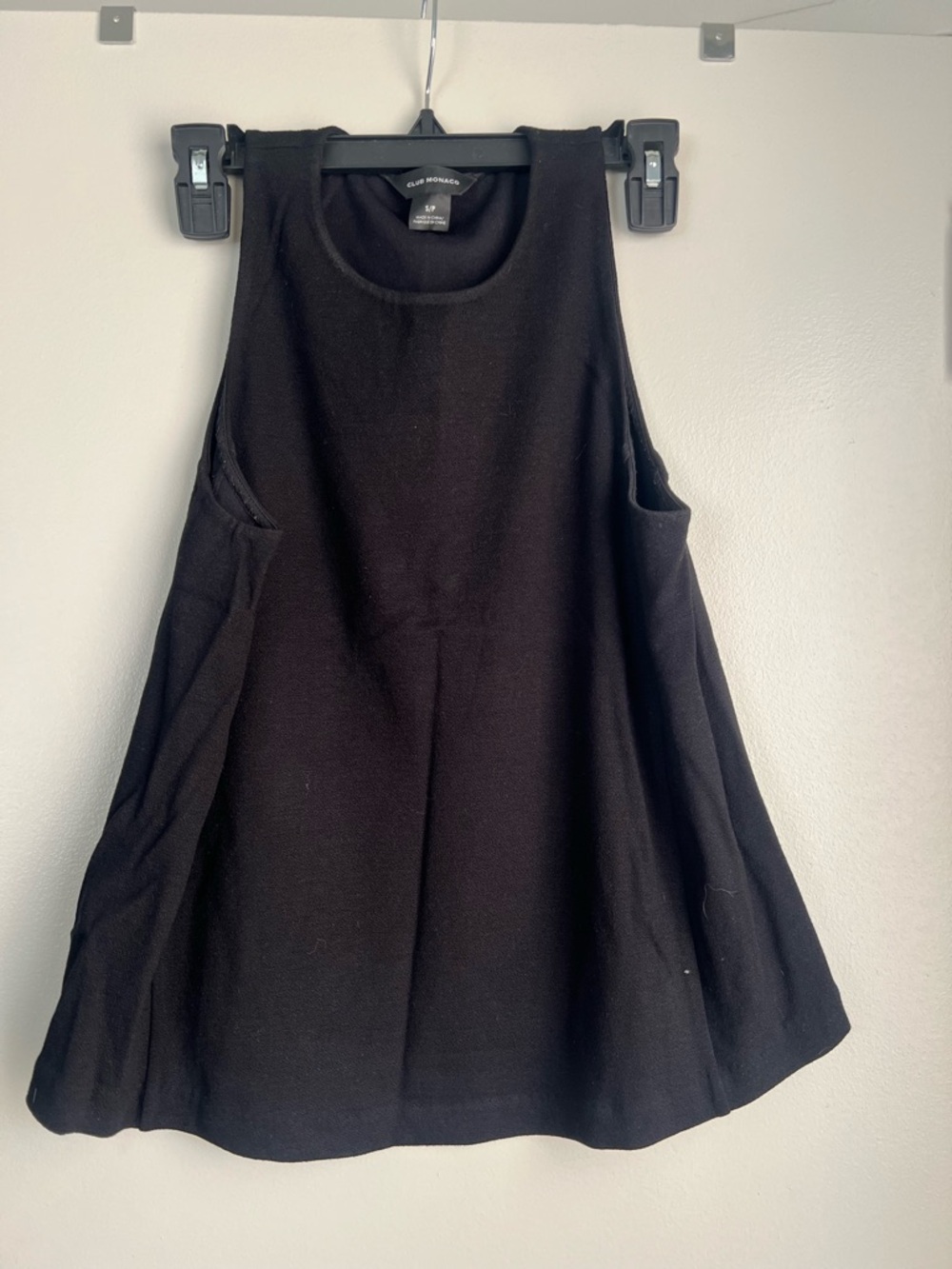 Club Monaco Black A-Line Sleeveless Tank with Side Pockets